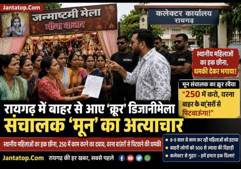 रायगढ़ में बाहर से आए ‘क्रूर’ डिज़ानीमेला संचालक ‘मून’ का अत्याचार: स्थानीय महिलाओं का हक छीना, धमकी देकर भगाया!